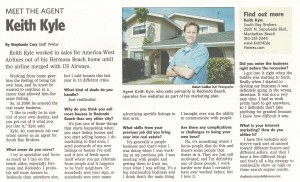 Local Redondo Beach realtor Keith Kyle featured in the Daily Breeze